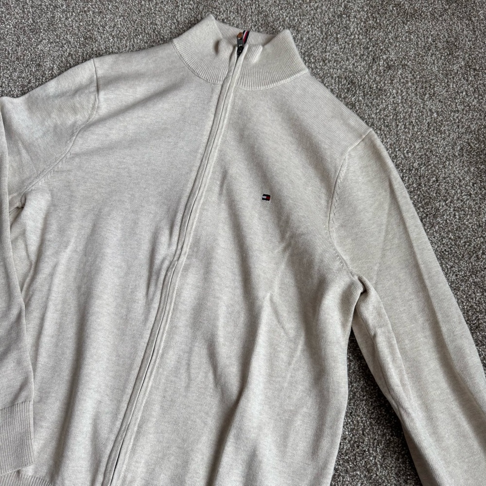 Tommy Hilfiger Light Gray Full-Zip Sweater